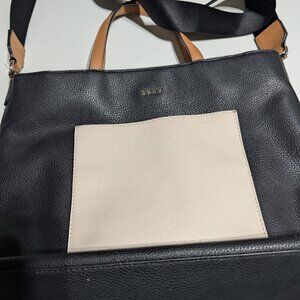 DKNY Black/White Faux Leather Tote/Crossbody